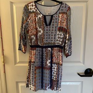Calico Summer Dress with Tie at Waist